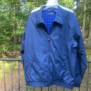 Chaps blue lightweight zip up rain jacket no pockets sz. M